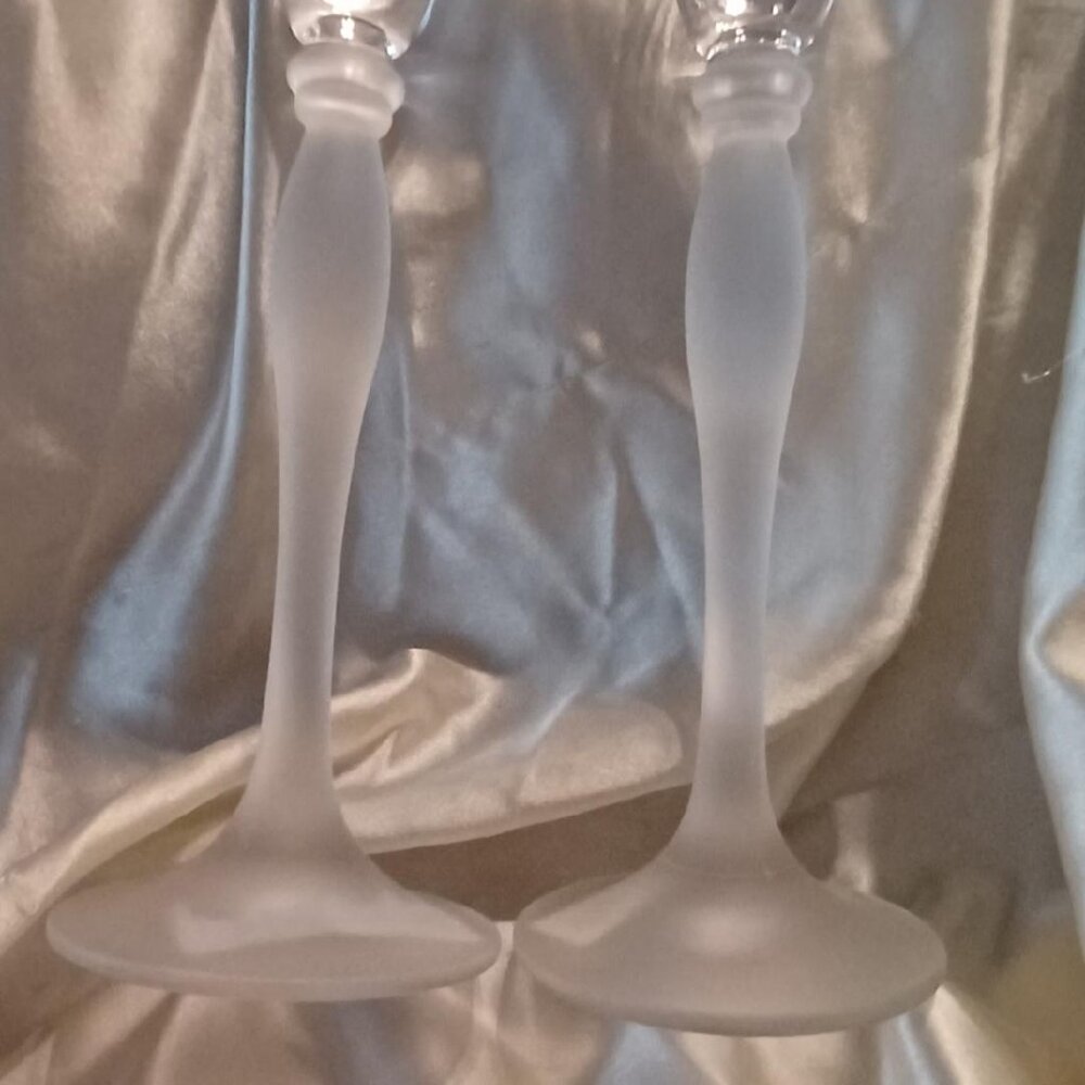 NIB Vintage Mikasa Ballet Frost Crystal Candle Holders - Picture 4 of 6